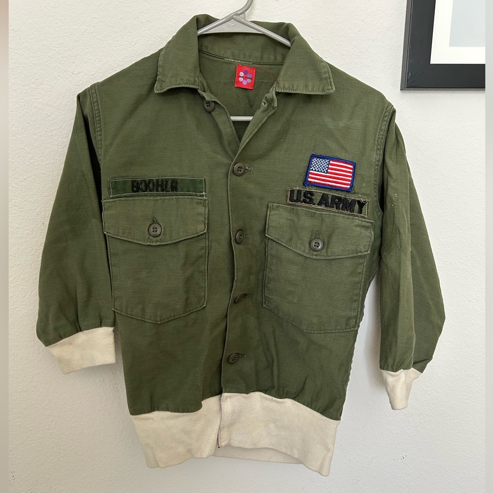 Urban Outfitters Urban Renewal Green US Army Jacket with Flag Patch